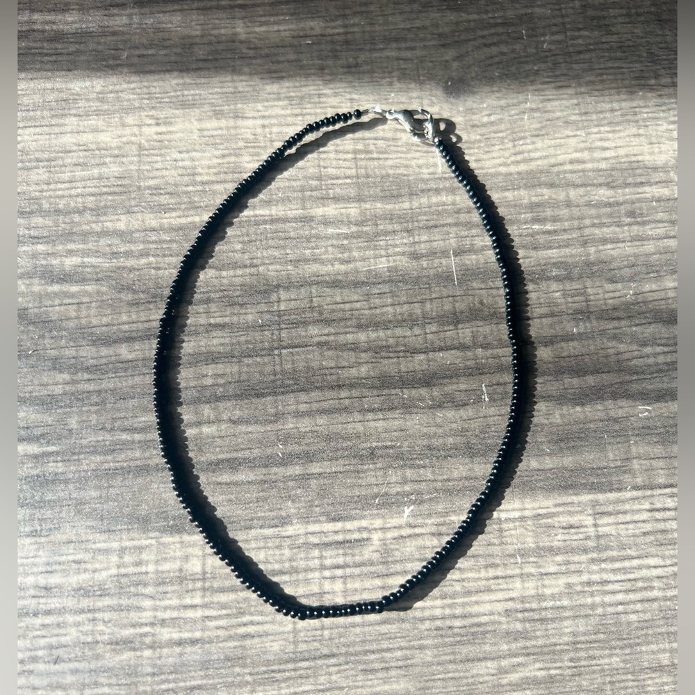 Black Beaded Anklet